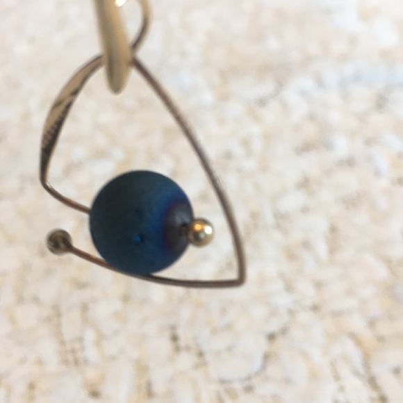 NWB Unique Gold and Blue Druzy Nugget Earrings - Picture 12 of 12